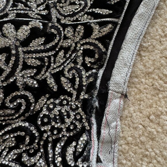 [LIKE NEW] Indian Pakistani Anarkali Gown Salwar Ethnic Suit Black Silver Small - Picture 5 of 12